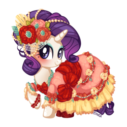 Size: 1004x1004 | Tagged: safe, artist:frogmakesart, part of a set, rarity, pony, unicorn, g4, clothes, dress, female, flower, simple background, solo, transparent background