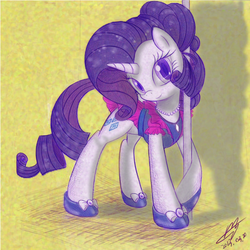 Size: 700x700 | Tagged: safe, artist:kyodashiro, artist:scarletvye, rarity, pony, unicorn, g4, clothes, dress, solo