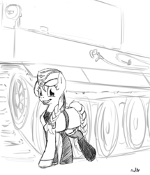 Size: 864x1005 | Tagged: safe, artist:nasse, oc, oc only, clothes, military uniform, tank (vehicle), tiger (tank), uniform, world war ii