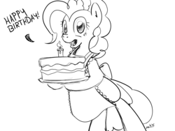 Size: 1024x768 | Tagged: safe, artist:nasse, pinkie pie, g4, apron, cake, clothes