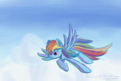 Size: 4500x3000 | Tagged: safe, artist:darkflame75, rainbow dash, pegasus, pony, g4, cloud, female, flying, mare, sky, solo