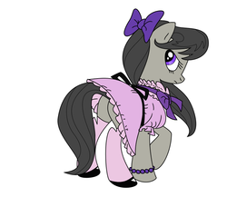 Size: 800x695 | Tagged: safe, artist:ponygamer432, artist:yulyeen, octavia melody, earth pony, pony, g4, butt, clothes, dress, female, lolita fashion, puffy sleeves, simple background, solo, treblebutt, vector, white background
