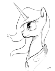 Size: 698x900 | Tagged: safe, artist:nasse, princess celestia, pony, g4, female, lineart, monochrome, solo