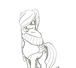 Size: 986x882 | Tagged: safe, artist:nasse, fluttershy, centaur, ponytaur, anthro, taur, g4, anthro centaur, centaurshy, clothes, female, monochrome, off shoulder, pegataur, solo, sweater, sweatershy