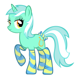 Size: 2000x1985 | Tagged: safe, artist:squishypony, lyra heartstrings, pony, unicorn, g4, bedroom eyes, bow, clothes, female, simple background, smiling, socks, solo, striped socks, tail bow, transparent background, vector