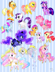 Size: 2201x2847 | Tagged: safe, applejack, fluttershy, pinkie pie, princess celestia, princess luna, rainbow dash, rarity, twilight sparkle, alicorn, pony, g4, twilight sparkle (alicorn)