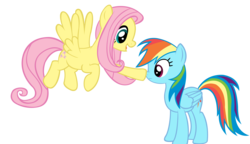 Size: 5264x3032 | Tagged: safe, artist:sofunnyguy, fluttershy, rainbow dash, g4, boop