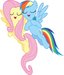Size: 8501x10000 | Tagged: safe, artist:xpesifeindx, fluttershy, rainbow dash, pegasus, pony, g4, the crystal empire, absurd resolution, duo, duo female, eyes closed, female, flying, mare, open mouth, simple background, smiling, spread wings, transparent background, vector, wings