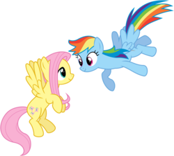 Size: 6685x6029 | Tagged: safe, artist:flutterguy317, fluttershy, rainbow dash, pegasus, pony, g4, absurd resolution, duo, duo female, female, flying, mare, simple background, spread wings, transparent background, wings