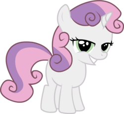 Size: 656x607 | Tagged: safe, artist:oleg778, sweetie belle, pony, unicorn, g4, female, filly, lidded eyes, simple background, smiling, solo, transparent background