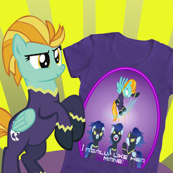 Size: 894x894 | Tagged: safe, artist:pipersack, lightning dust, g4, clothes, shadowbolts, shirt, t-shirt