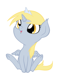 Size: 940x1180 | Tagged: safe, artist:burbonicecreamfloat, derpy hooves, alicorn, pony, g4, alicornified, crown, cute, derpicorn, female, filly, foal, muffin queen, race swap, solo, this will end in tears, xk-class end-of-the-world scenario, younger