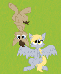 Size: 1015x1224 | Tagged: safe, artist:pinkielord, derpy hooves, doctor whooves, time turner, wolf, g4, blushing, female, male, on back, ship:doctorderpy, shipping, species swap, straight, wolves