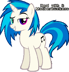 Size: 500x519 | Tagged: safe, dj pon-3, vinyl scratch, pony, g4, animated, buck, color, deal with it, eye color, eyes, female, lsd, rainbow, solo, trippy