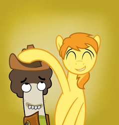 Size: 2281x2388 | Tagged: safe, artist:abigail m., braeburn, betta, catfish, earth pony, fish, hybrid, pony, g4, adventure in the comments, background pony meltdown in the comments, crossover, fish hooks, grin, happy, oscar (fish hooks), overreaction, smiling