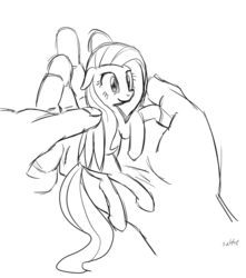 Size: 838x949 | Tagged: safe, artist:nasse, fluttershy, g4, hand, in goliath's palm, micro