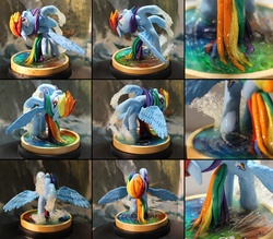 Size: 1600x1400 | Tagged: safe, artist:alisterosenheim, rainbow dash, g4, craft, customized toy, epic, flying, irl, pose, sculpture, water