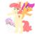 Size: 553x553 | Tagged: safe, artist:bootyhooves, apple bloom, scootaloo, sweetie belle, g4, cutie mark crusaders, happy