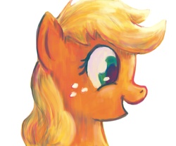 Size: 1500x1250 | Tagged: safe, artist:explonova, applejack, earth pony, pony, g4, female, happy, profile, simple background, solo