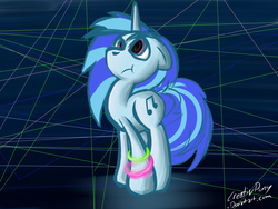 Size: 4000x3000 | Tagged: safe, artist:tivy, dj pon-3, vinyl scratch, pony, g4, bracelet, female, glowstick, solo