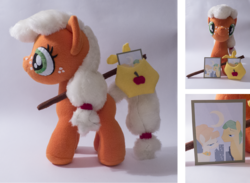 Size: 1407x1028 | Tagged: safe, artist:mmmgaleryjka, applejack, aunt orange, mosely orange, uncle orange, pony, g4, bag, female, filly, irl, photo, plushie, solo, younger