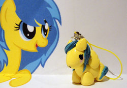 Size: 900x621 | Tagged: safe, artist:funshinecharms, oc, oc only, oc:blueberry blitz, pegasus, pony, charm, customized toy, irl, keychain, photo, sculpture, solo