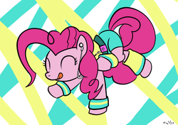 Size: 972x684 | Tagged: safe, artist:nasse, pinkie pie, g4, 80s, dancing, headband, leg warmers, workout outfit, wristband