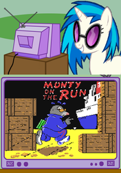 Size: 564x800 | Tagged: safe, dj pon-3, vinyl scratch, g4, exploitable meme, monty on the run, tv meme