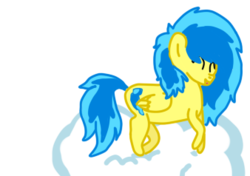 Size: 338x238 | Tagged: safe, artist:roseofstarlight, oc, oc only, oc:blueberry blitz, pegasus, pony, cloud, solo