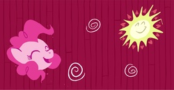Size: 6880x3570 | Tagged: safe, artist:mauriici0, pinkie pie, a friend in deed, g4, eyes closed, smiling, sun, swirls