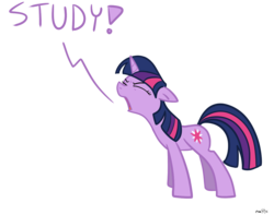 Size: 1144x900 | Tagged: safe, artist:nasse, twilight sparkle, pony, unicorn, g4, eyes closed, female, simple background, solo, studying, transparent background, unicorn twilight, yelling