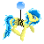 Size: 50x50 | Tagged: safe, artist:spookacorn, oc, oc only, oc:blueberry blitz, pegasus, pony, animated, balloon, floating, icon, lowres, pixel art, simple background, small, solo, sprite, tiny, transparent background