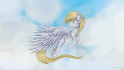 Size: 1920x1080 | Tagged: safe, artist:krisph, derpy hooves, pegasus, pony, g4, female, flying, mare, sky, solo