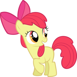 Size: 5901x5954 | Tagged: safe, artist:cherrygrove, apple bloom, earth pony, pony, g4, absurd resolution, bow, female, hair bow, raised hoof, simple background, smiling, solo, teeth, transparent background, vector