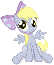 Size: 1112x1345 | Tagged: artist needed, safe, derpy hooves, pegasus, pony, g4, bow, cute, female, mare, simple background, sitting, solo, transparent background, vector