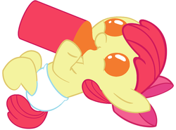 Size: 1350x1000 | Tagged: safe, artist:beavernator, apple bloom, earth pony, pony, g4, adorabloom, baby, baby bottle, baby pony, cute, diaper, female, foal, simple background, solo, vector, white background, younger