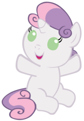 Size: 1800x2600 | Tagged: safe, artist:beavernator, sweetie belle, pony, g4, baby, baby belle, baby pony, cute, diasweetes, female, hug request, incoming hug, open mouth, simple background, smiling, solo, vector, white background, younger