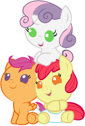 Size: 1500x2200 | Tagged: safe, artist:beavernator, apple bloom, scootaloo, sweetie belle, pony, g4, adorabloom, baby, baby apple bloom, baby belle, baby pony, baby scootaloo, cute, cutealoo, cutie mark crusaders, diaper, diapered, diapered fillies, diapered foals, diasweetes, female, filly, foal, open mouth, simple background, vector, white background, white diapers