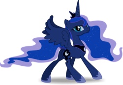 Size: 4878x3372 | Tagged: safe, artist:leopurofriki, princess luna, alicorn, pony, g4, absurd resolution, butt, female, glare, looking at you, looking back, mare, plot, simple background, smirk, solo, spread wings, transparent background, vector