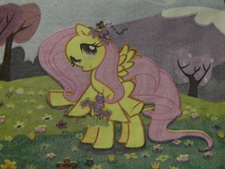 Size: 2592x1944 | Tagged: safe, fluttershy, bee, bumblebee, pony, g4, error, irl, merchandise, mistake, napkin, photo, solo, wat