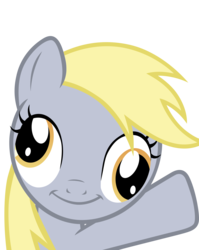 Size: 1500x1880 | Tagged: safe, artist:thatismyhat, derpy hooves, pegasus, pony, g4, :i, cute, derp, derpabetes, filly, funny, hi, looking at you, simple background, smiling, transparent background, waving