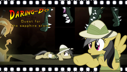 Size: 1280x720 | Tagged: safe, artist:frozenfish696, daring do, crocodile, g4, bandage, bandaged wing, daring do and the sapphire statue, wings