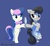 Size: 600x556 | Tagged: safe, artist:tomatocoup, bon bon, octavia melody, sweetie drops, earth pony, pony, g4, 30 minute art challenge, alternate hairstyle, apron, bipedal, bowtie, clothes, duo, duo female, female, mare, mirror, personality swap, role reversal