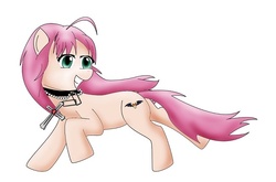 Size: 652x431 | Tagged: safe, artist:playfulpossum, clothed ponies, moka akashiya, pink hair, ponified, rosario to vampire