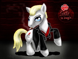 Size: 900x675 | Tagged: safe, blonde hair, buffy the vampire slayer, cigarette, ponified, spike (buffyverse)
