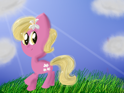 Size: 800x600 | Tagged: safe, artist:colgatetail, lily, lily valley, pony, g4, female, looking back, raised hoof, solo