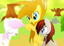 Size: 1280x922 | Tagged: safe, artist:symbianl, oc, oc only, earth pony, pegasus, pony, eyes closed, female, mare, tree