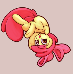 Size: 956x974 | Tagged: safe, artist:sb, apple bloom, earth pony, pony, g4, adorabloom, cute, female, filly, foal, solo, upside down