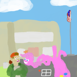 Size: 2400x2400 | Tagged: safe, artist:elnachato, pinkie pie, g4, 1000 hours in ms paint, crossover, ms paint, prank, recess, t.j. detweiler