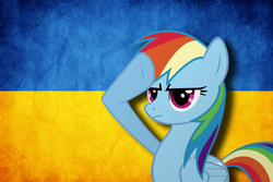 Size: 4000x2667 | Tagged: safe, rainbow dash, g4, flag, rainbow dash salutes, salute, ukraine